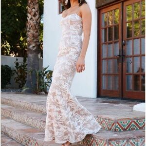 ✨NWT✨Dress the Population Giovanna Maxi Dress Lace White Size Small